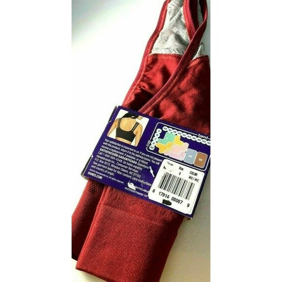 Clothing Women Hanes Cozy Bra Sport Bra SMALL Burgundy Razerback Pullover - Picture 2 of 7
